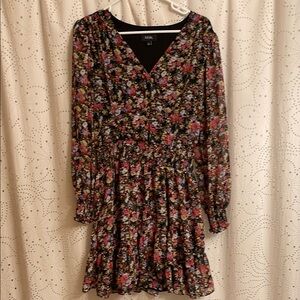 H&M Black and Pink Smocked Sundress with Bishop Sleeves